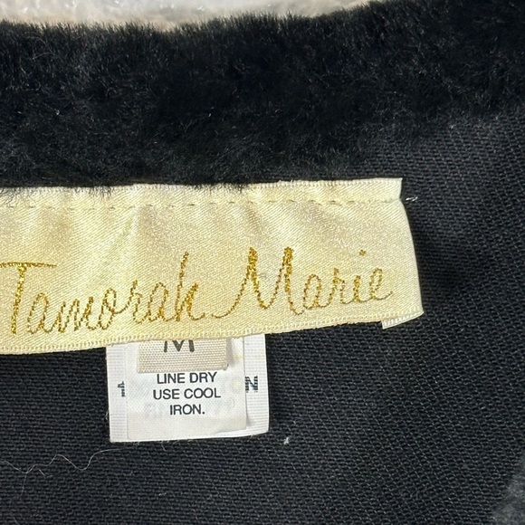 Tamorak Marie Black Denim Faux Fur Collar & Cuff Penny Lane Jacket Size Medium - Picture 4 of 5